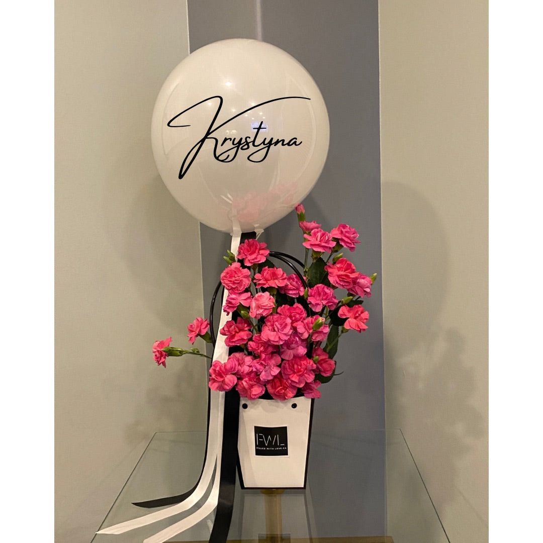 Single color blooms and Balloon Arrangement