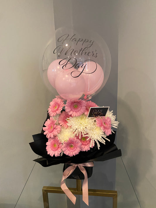 Mother's Day Flower Arrangment With Large Balloon