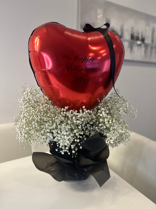 HEART & FRESH BABY BREATH ARRANGEMENT