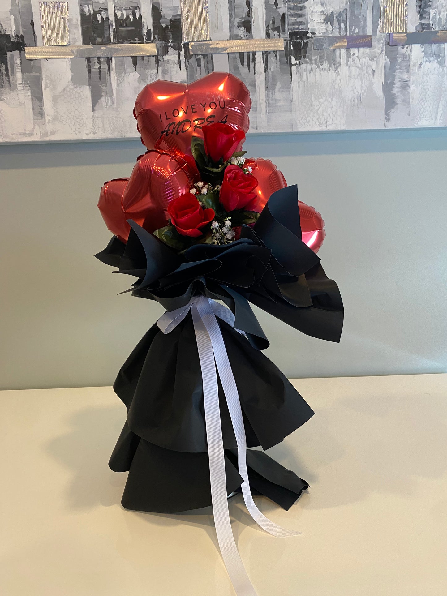 Three Hearted Bouquet-Red